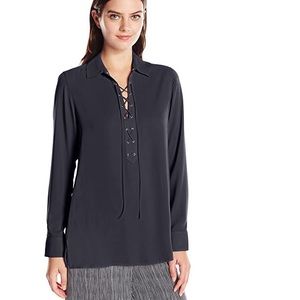 Foxcroft NYC Black Tie Front Long Sleeved Tunic
